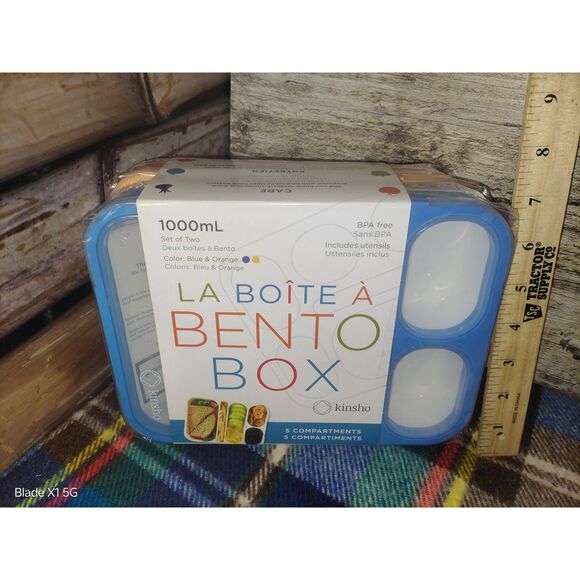 Bento-Box Portion Control Container Leakproof BPA Free Utensils 5 Compartments - Picture 7 of 8